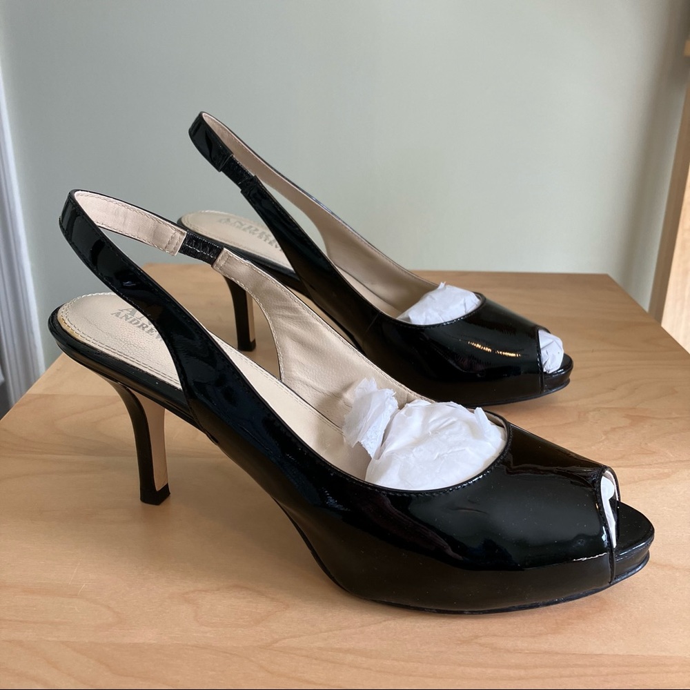 Andrew Stevens black patent leather Francesca heels, women’s size 7.5, worn once - Picture 2 of 14